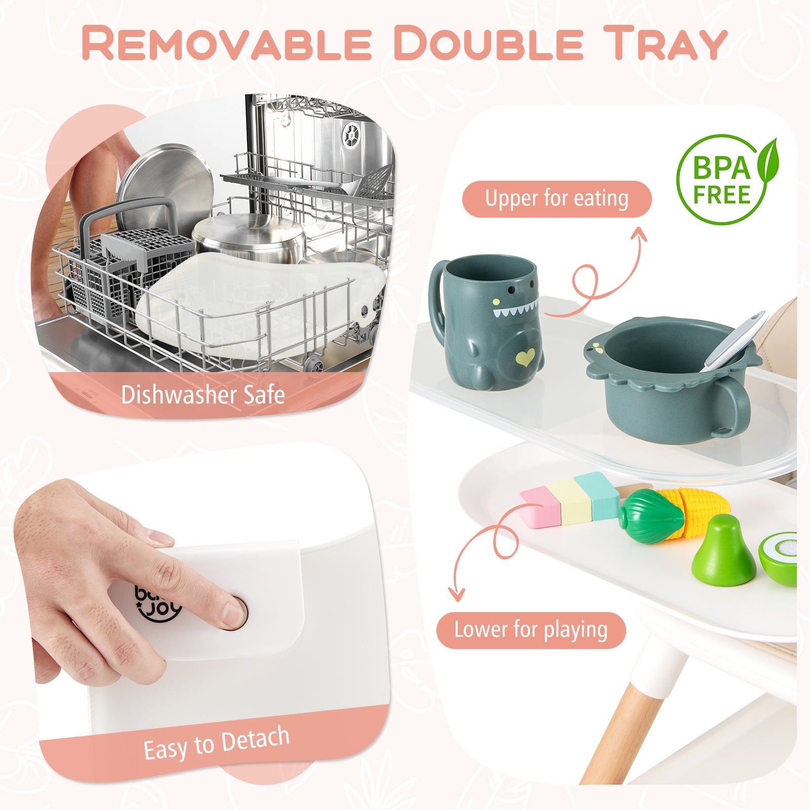 6 in 1 Convertible Highchair with Safety Harness and Removable Tray, Beige High Chairs at Gallery Canada