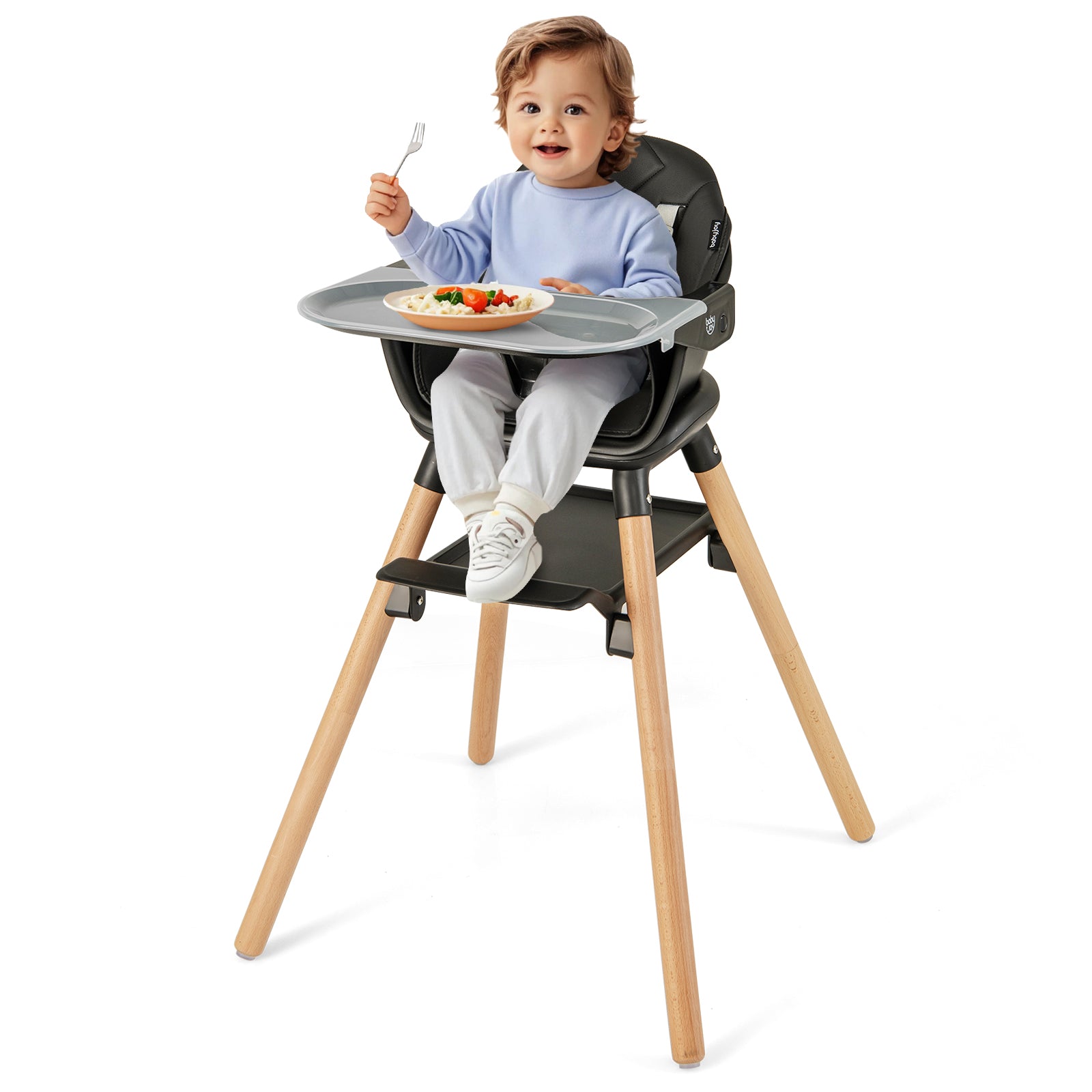 6 in 1 Convertible Highchair with Safety Harness and Removable Tray, Black High Chairs at Gallery Canada