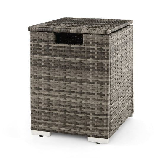2-in-1 Patio Rattan Gas Propane Tank Cover, 20 lbs, Gray Fire Pits Gray at Gallery Canada