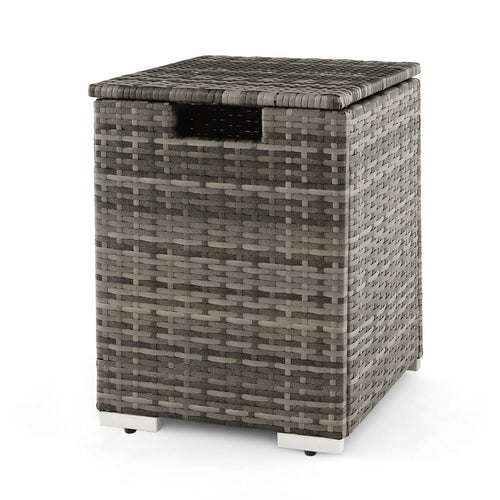 2-in-1 Patio Rattan Gas Propane Tank Cover, 20 lbs, Gray