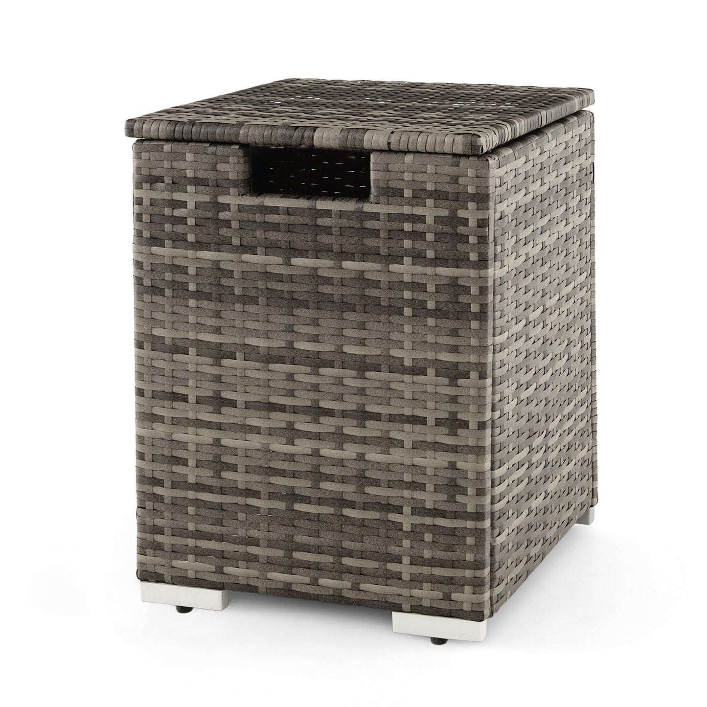 Housse de réservoir de propane en rotin de patio 2-en-1, 20 lbs, gris