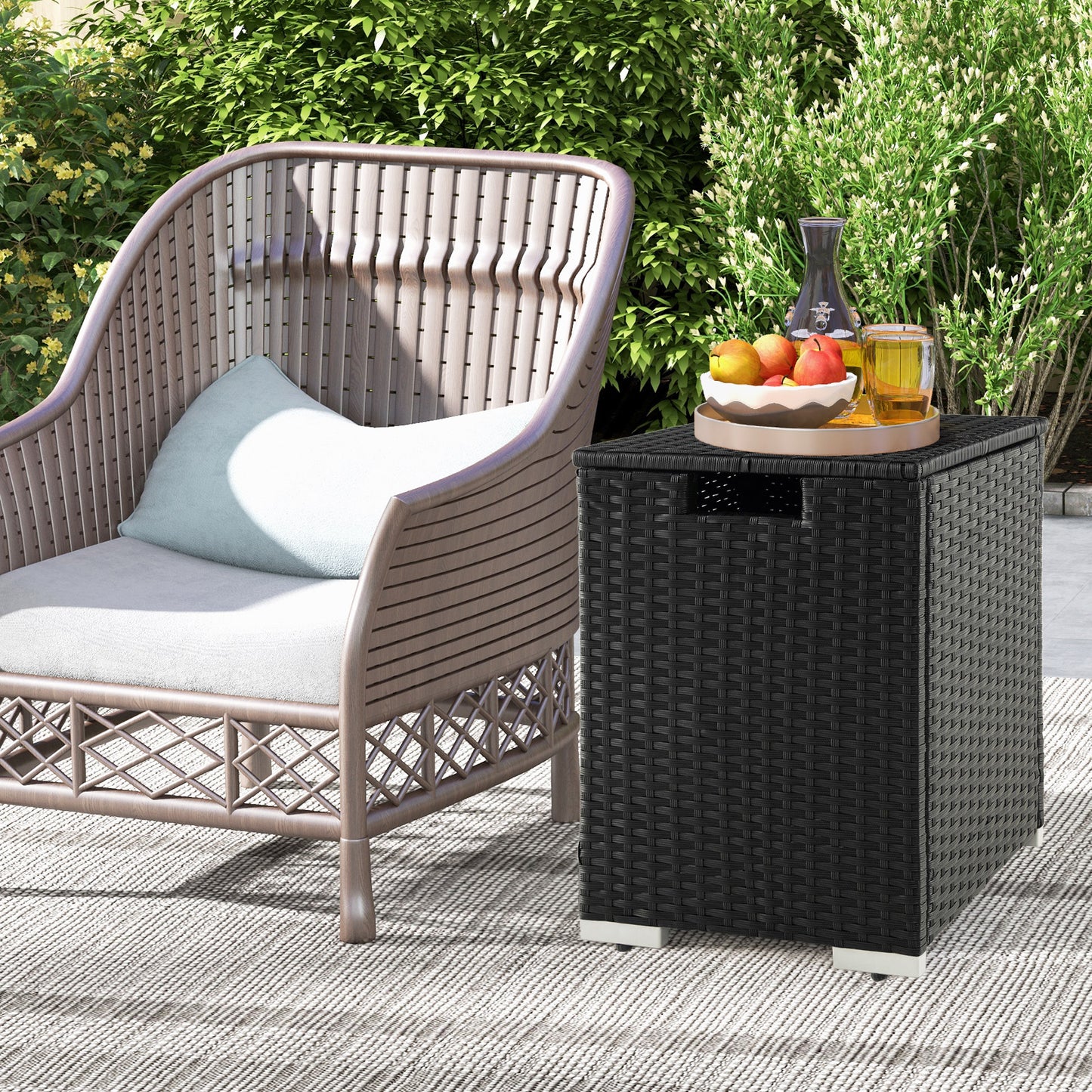 2-in-1 Patio Rattan Gas Propane Tank Cover for 20 lbs Propane Tanks, Black Fire Pits at Gallery Canada