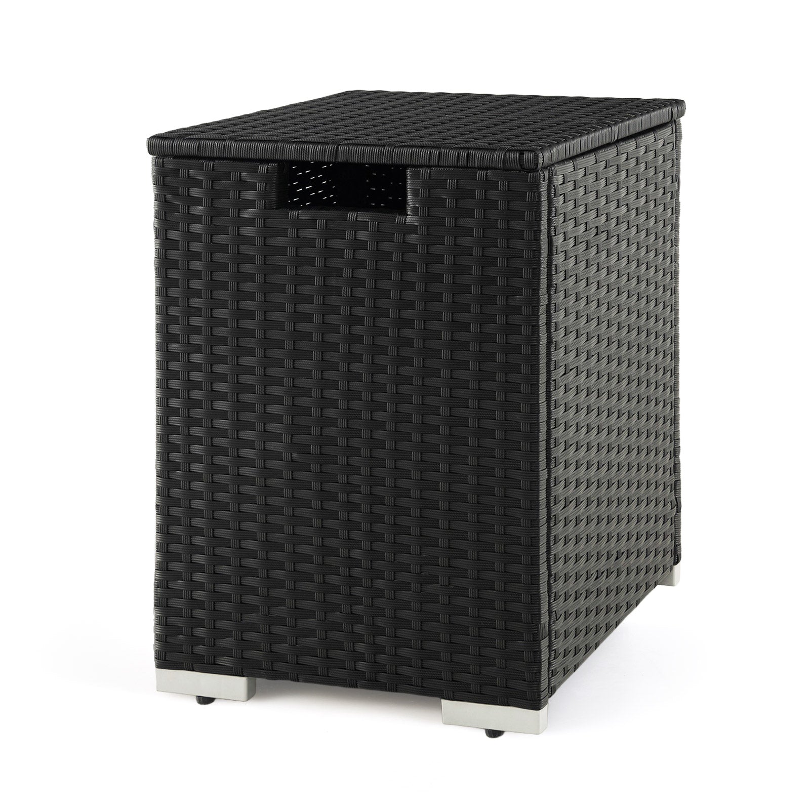 2-in-1 Patio Rattan Gas Propane Tank Cover for 20 lbs Propane Tanks, Black Fire Pits Black at Gallery Canada