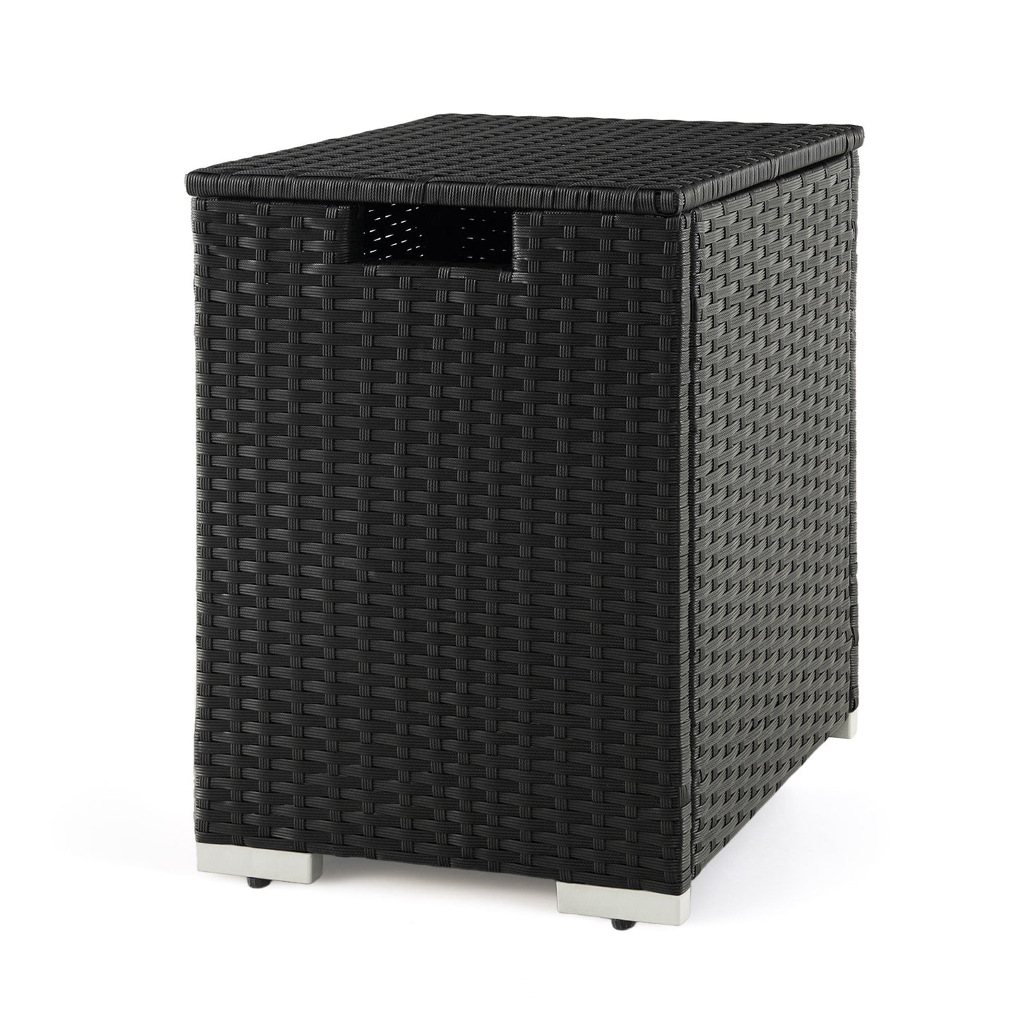 2-in-1 Patio Rattan Gas Propane Tank Cover for 20 lbs Propane Tanks, Black Fire Pits Black at Gallery Canada