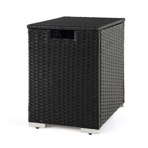 2-in-1 Patio Rattan Gas Propane Tank Cover for 20 lbs Propane Tanks, Black