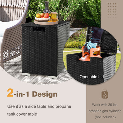 2-in-1 Patio Rattan Gas Propane Tank Cover for 20 lbs Propane Tanks, Black Fire Pits at Gallery Canada