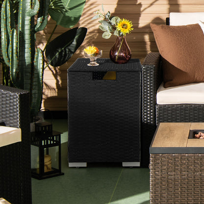 2-in-1 Patio Rattan Gas Propane Tank Cover for 20 lbs Propane Tanks, Black Fire Pits at Gallery Canada