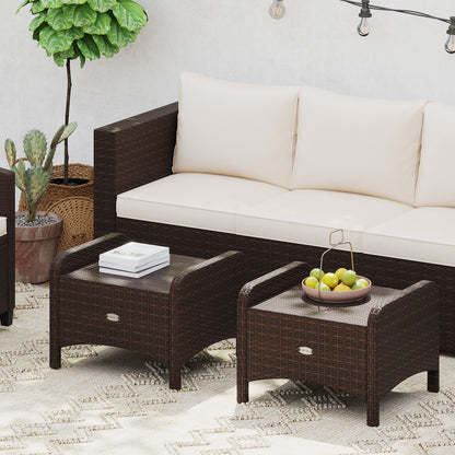 2 Pieces Outdoor Patio PE Wicker Ottomans with Removable Cushions, Beige Outdoor Seating & Patio Chairs at Gallery Canada
