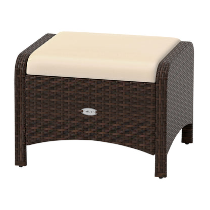 2 Pieces Outdoor Patio PE Wicker Ottomans with Removable Cushions, Beige Outdoor Seating & Patio Chairs at Gallery Canada