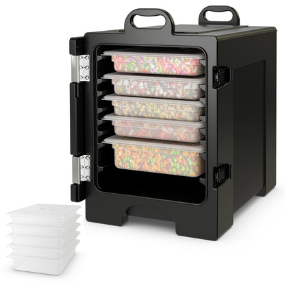 81 QT Hot Box Food Warmer with 5 Full-Size Pans and Handles Double Buckles, Black Food Warmers & Burners Black at Gallery Canada