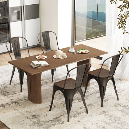 Metal Dining Chairs Set of 4 Tolix Style Stackable Kitchen Chairs with Wood Seat, Gun Dining Chairs at Gallery Canada