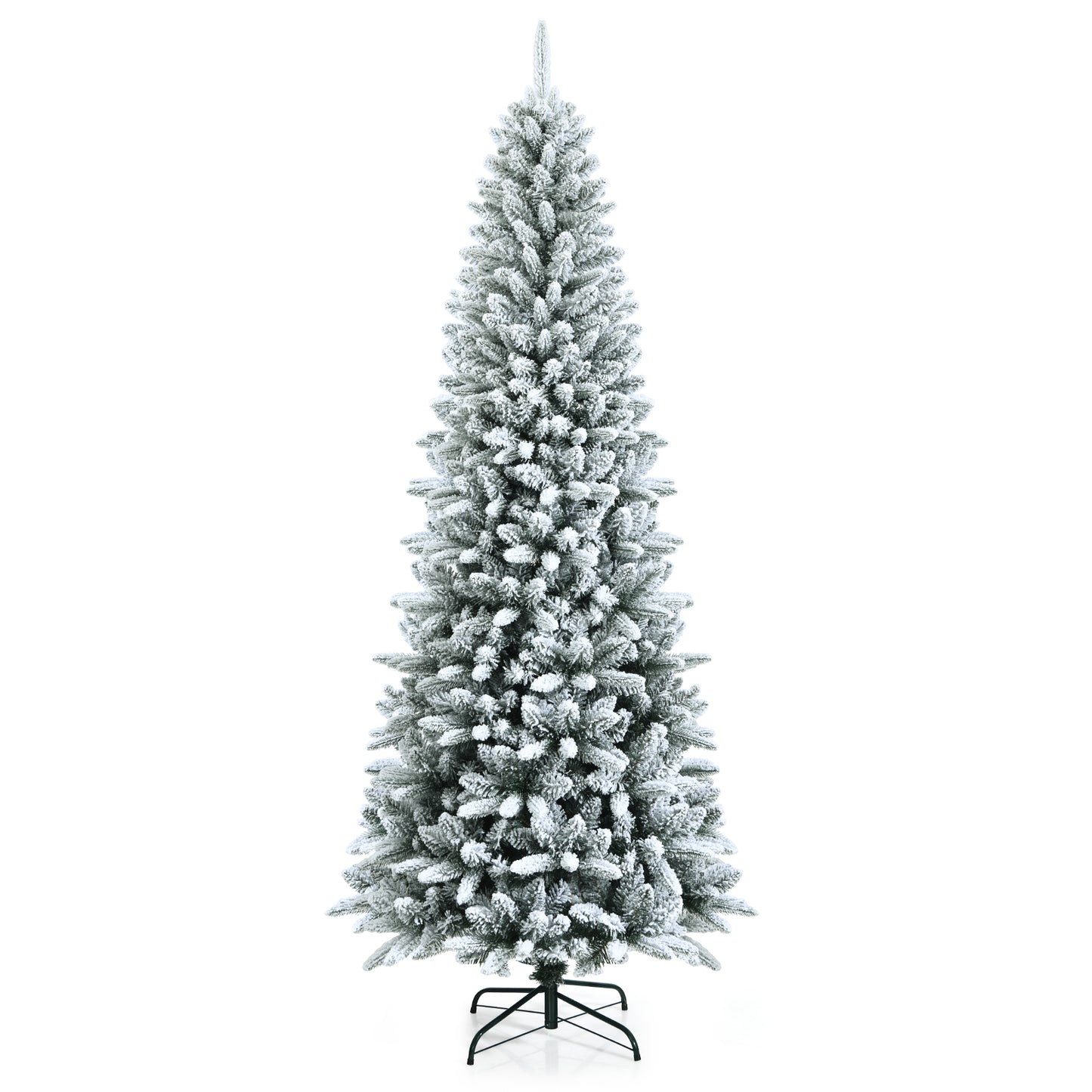 Artificial Christmas Pencil Tree, 7.5', Snow Flocked, Mixed Tips, White Christmas Tree White at Gallery Canada
