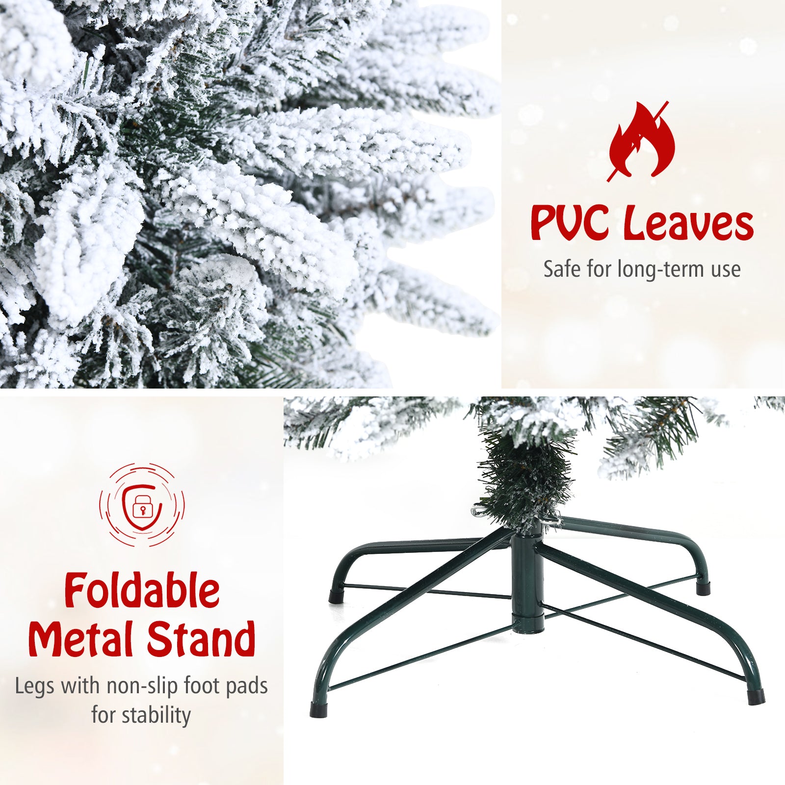 Snow-Flocked Hinged Artificial Christmas Pencil Tree with Mixed Tips-7.5', White Christmas Tree at Gallery Canada