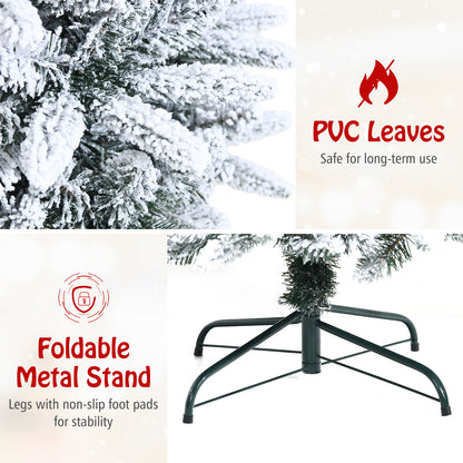 Snow-Flocked Hinged Artificial Christmas Pencil Tree with Mixed Tips-7.5', White Christmas Tree at Gallery Canada