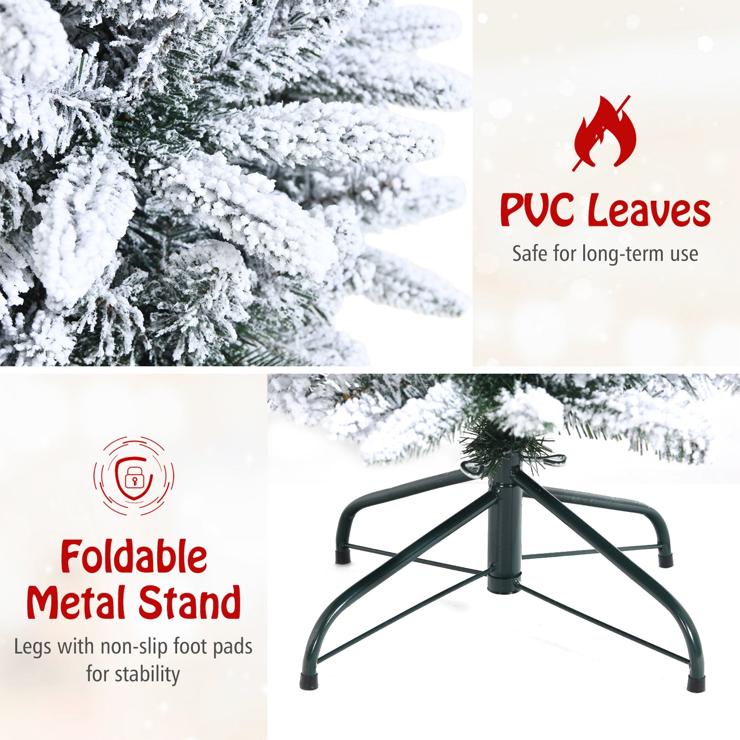 Snow-Flocked Hinged Artificial Christmas Pencil Tree with Mixed Tips-6.5 ft, White Christmas Tree at Gallery Canada