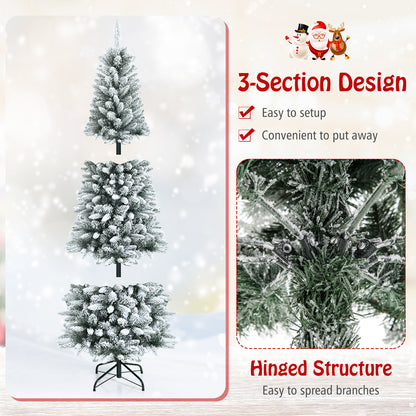 Snow-Flocked Hinged Artificial Christmas Pencil Tree with Mixed Tips-6.5 ft, White Christmas Tree at Gallery Canada