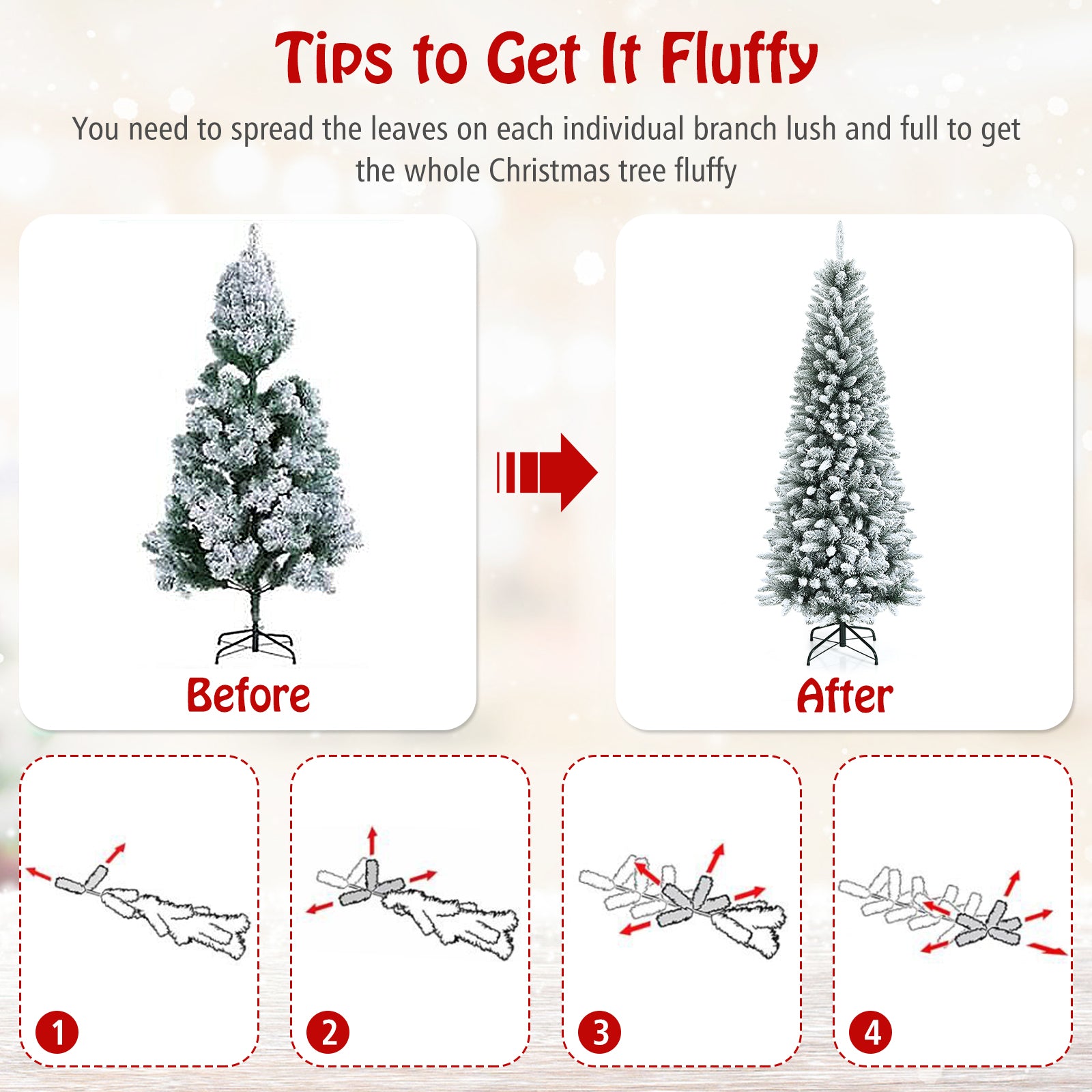 Snow-Flocked Hinged Artificial Christmas Pencil Tree with Mixed Tips-6.5 ft, White Christmas Tree at Gallery Canada