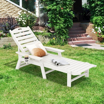 Patio Chaise Lounge Chair with 4 Position Backrest, White Outdoor Chaise Lounges at Gallery Canada