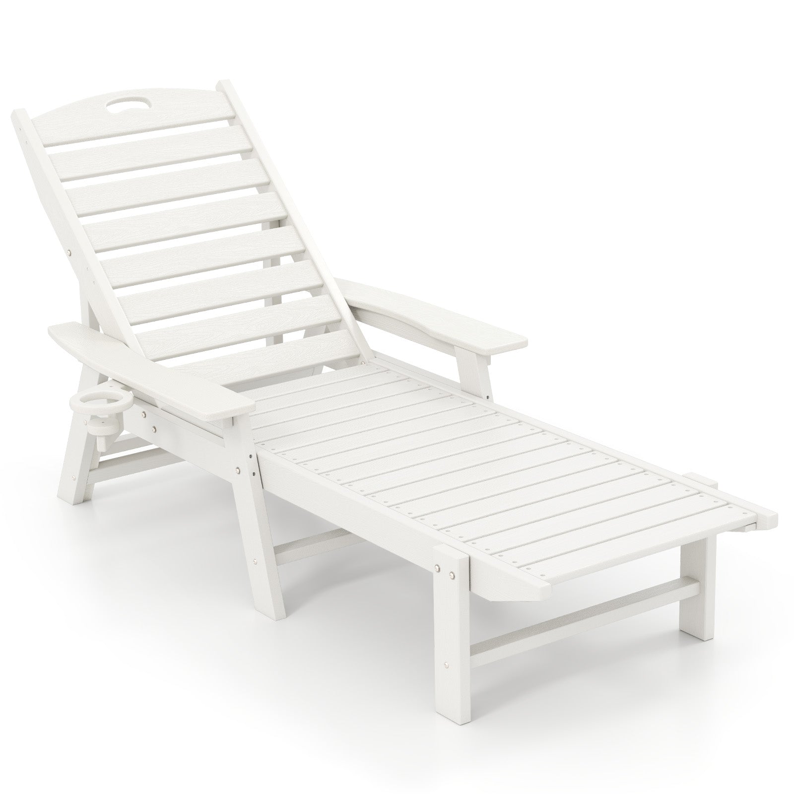 Patio Chaise Lounge Chair with 4 Position Backrest, White Outdoor Chaise Lounges White at Gallery Canada