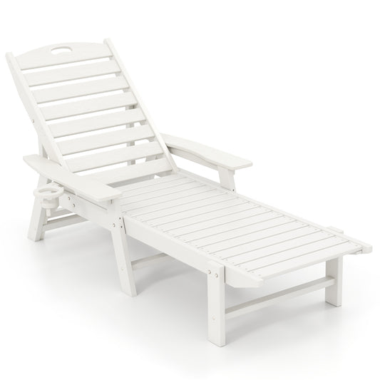 Patio Chaise Lounge Chair with 4 Position Backrest, White Outdoor Chaise Lounges White at Gallery Canada