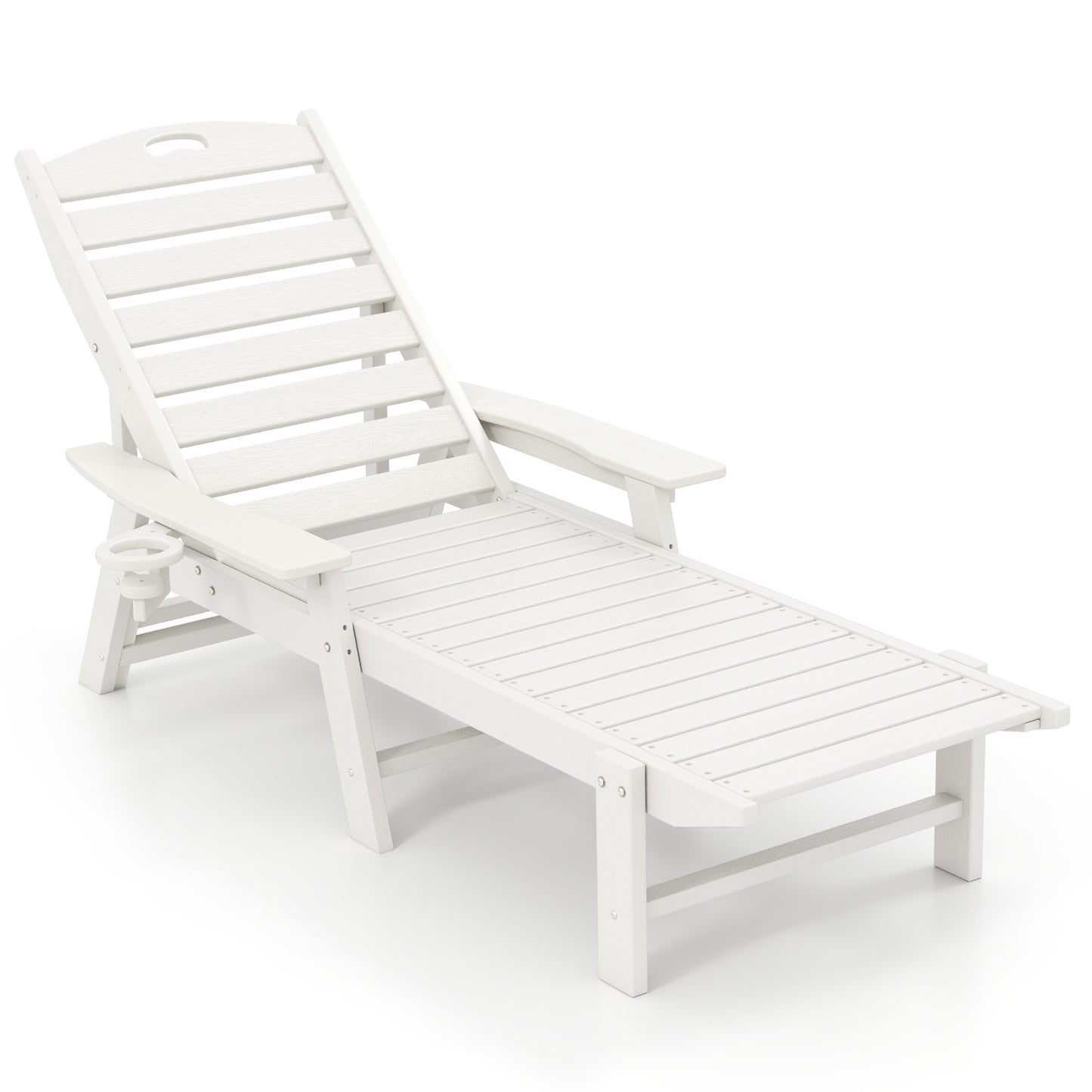 Patio Chaise Lounge Chair with 4 Position Backrest, White Outdoor Chaise Lounges at Gallery Canada