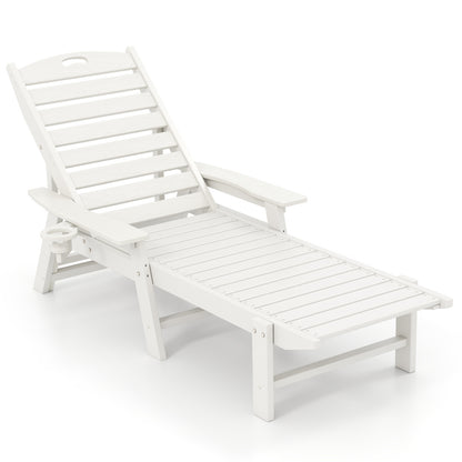 Patio Chaise Lounge Chair with 4 Position Backrest, White Outdoor Chaise Lounges at Gallery Canada