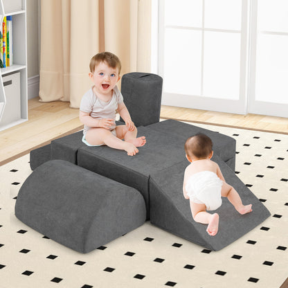 6-Piece Baby Climbing Blocks with 30D High-Density Foam and Carrying Handles, Gray Climbers & Slides at Gallery Canada