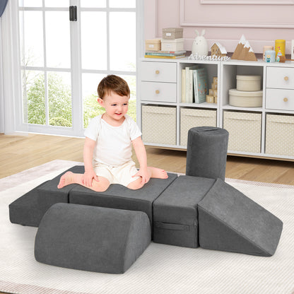 6-Piece Baby Climbing Blocks with 30D High-Density Foam and Carrying Handles, Gray Climbers & Slides at Gallery Canada