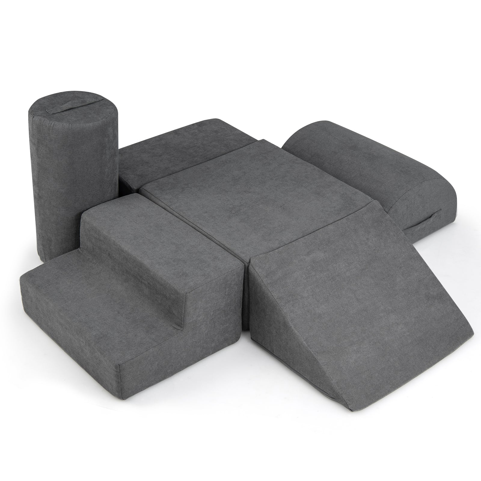 6-Piece Baby Climbing Blocks with 30D High-Density Foam and Carrying Handles, Gray Climbers & Slides Gray at Gallery Canada