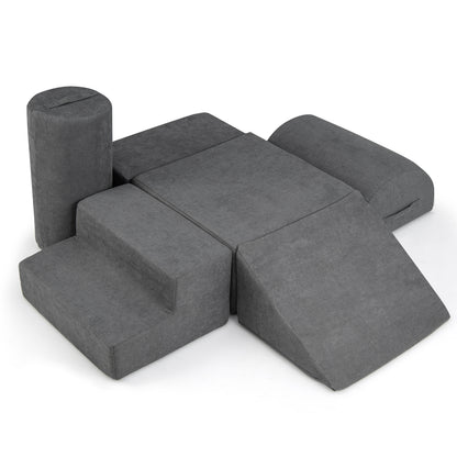 6-Piece Baby Climbing Blocks with 30D High-Density Foam and Carrying Handles, Gray Climbers & Slides Gray at Gallery Canada