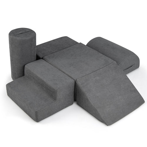 6-Piece Baby Climbing Blocks with 30D High-Density Foam and Carrying Handles, Gray