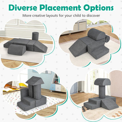 6-Piece Baby Climbing Blocks with 30D High-Density Foam and Carrying Handles, Gray Climbers & Slides at Gallery Canada