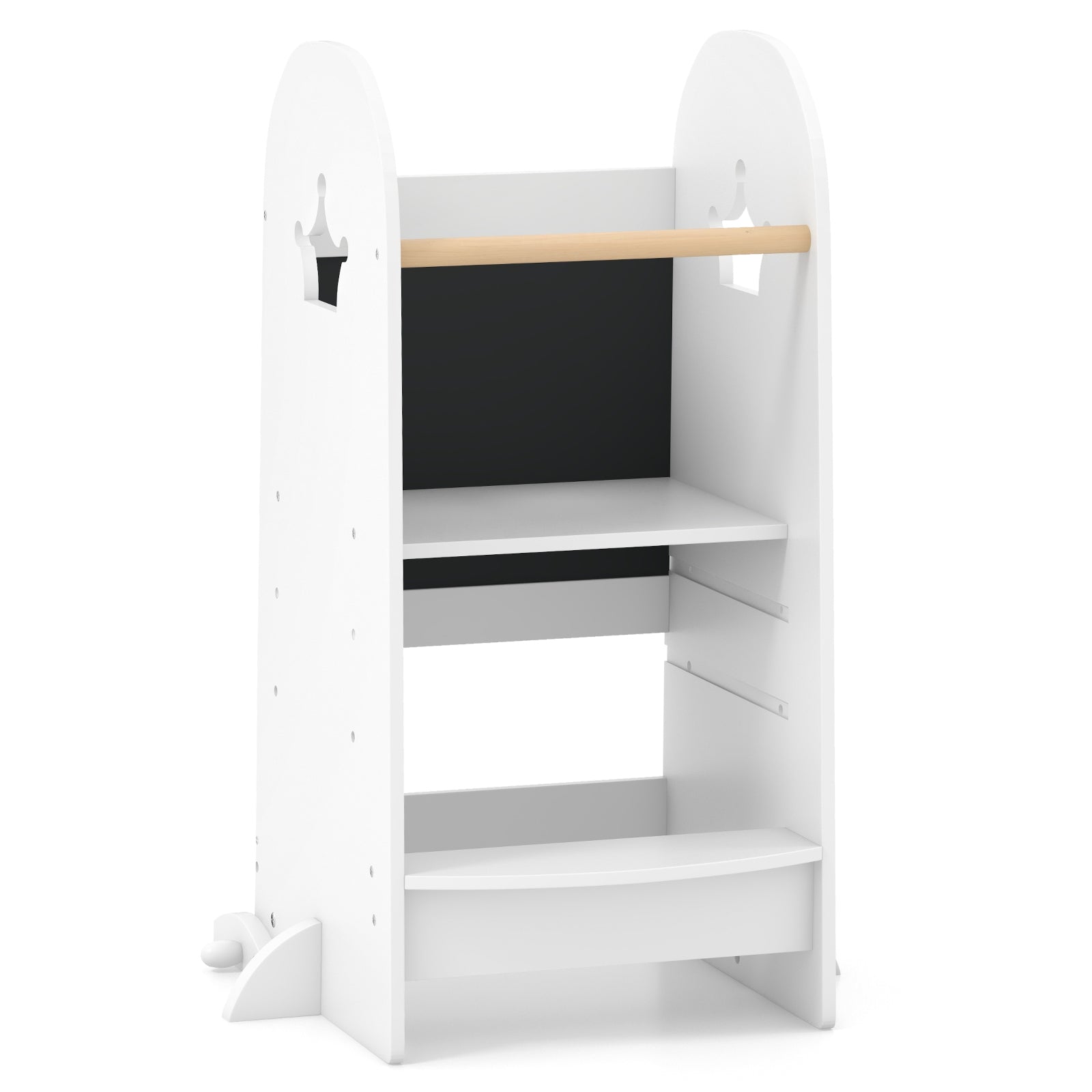 Adjustable Kids Kitchen Tower With Chalkboard, Safety Rail, White Toddler & Kids Furniture White at Gallery Canada