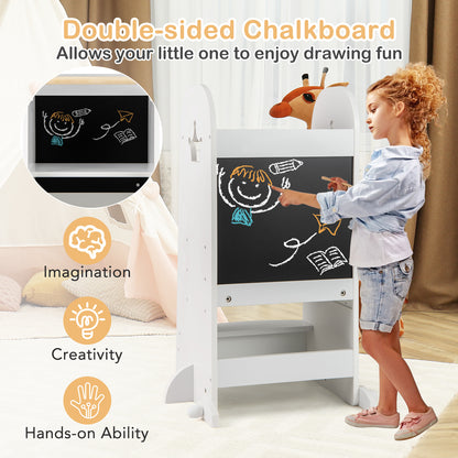 Kids Kitchen Tower Adjustable with Chalkboard and Safety Rail, White Toddler & Kids Furniture at Gallery Canada