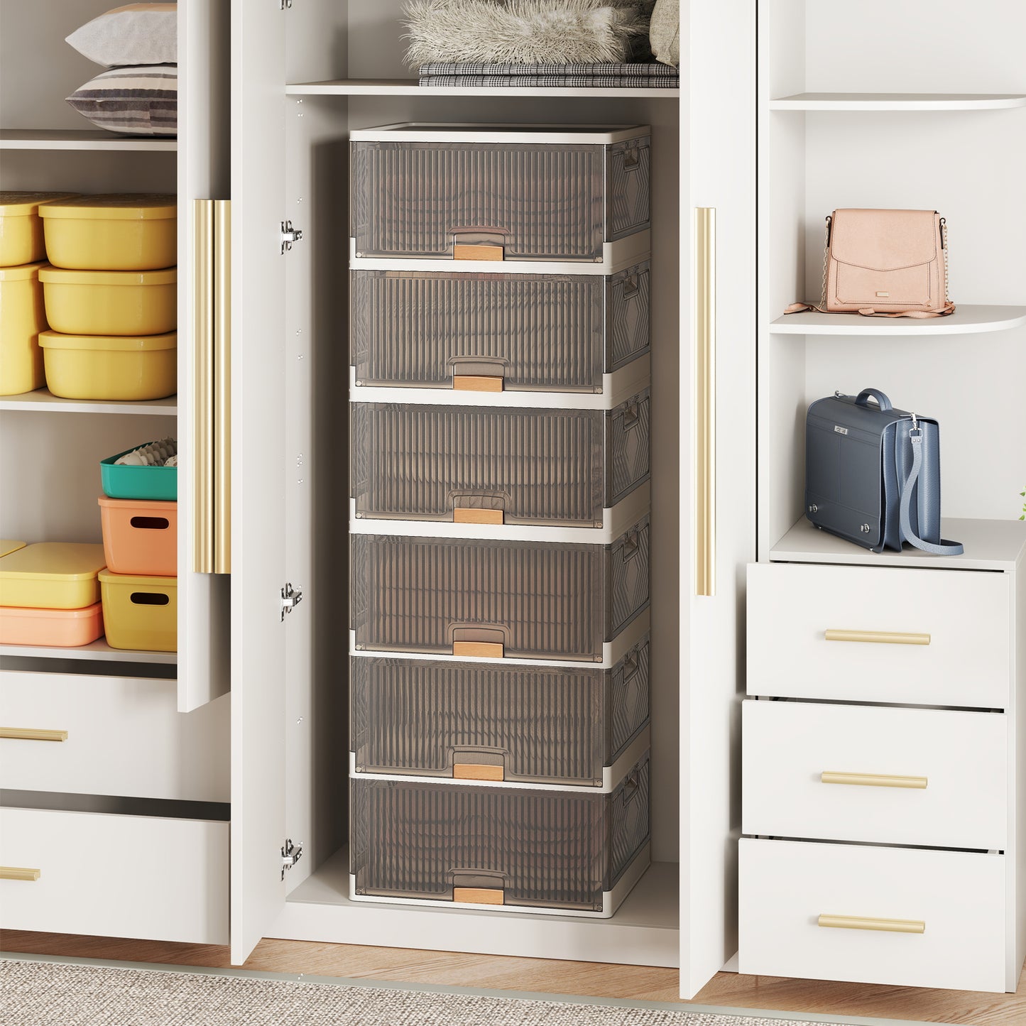 3/4/5/6-Cube Stackable Storage Bins with Detachable Wheels-6 Cube, White Shoe Racks & Storage Benches at Gallery Canada