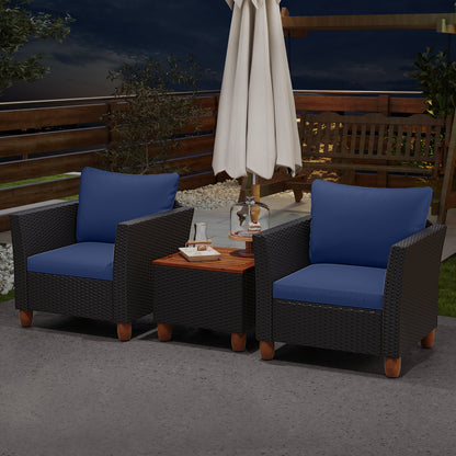 3 Pieces Outdoor Patio Rattan Furniture Set, Navy Patio Conversation Sets at Gallery Canada
