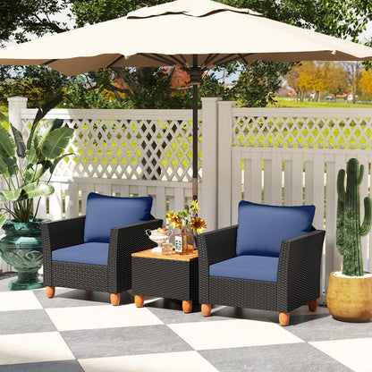 3 Pieces Outdoor Patio Rattan Furniture Set, Navy Patio Conversation Sets at Gallery Canada