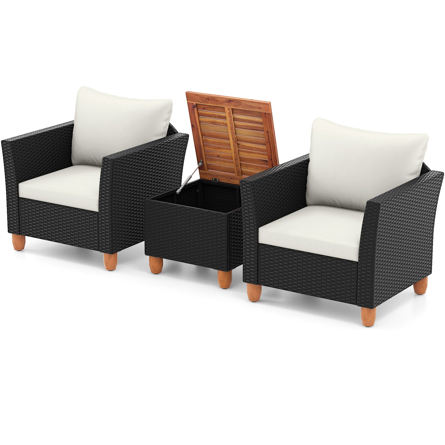 3-Piece Outdoor Patio PE Rattan Furniture Set, Coffee Table, White Patio Conversation Sets at Gallery Canada