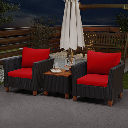 3 Pieces Outdoor Patio Rattan Furniture Set, Red Patio Conversation Sets at Gallery Canada