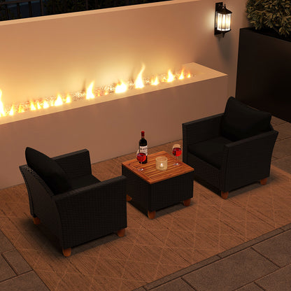 3 Piece Outdoor Patio Rattan Furniture Set, Black Patio Conversation Sets at Gallery Canada