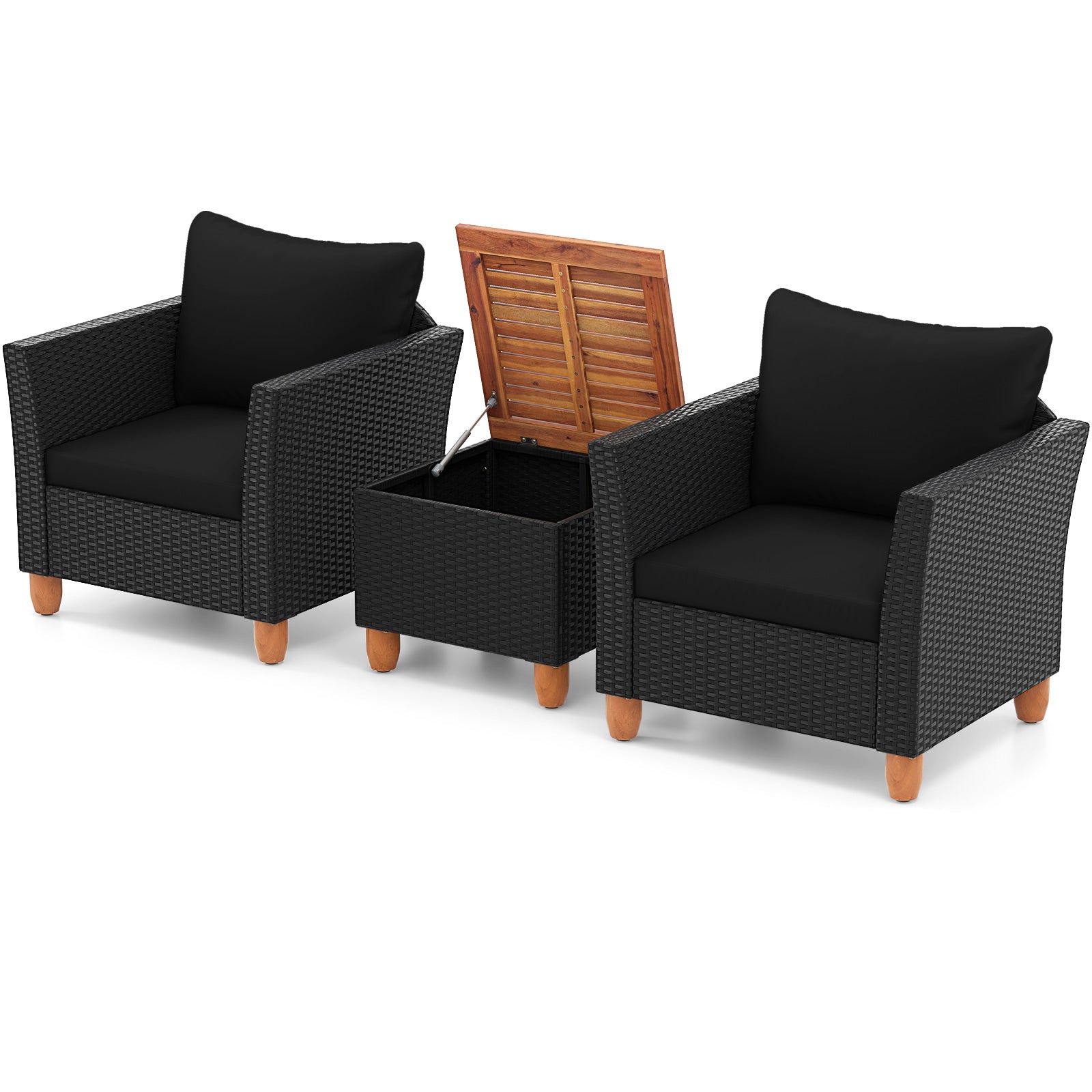 3 Piece Outdoor Patio Rattan Furniture Set, Black Patio Conversation Sets at Gallery Canada