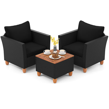 3 Piece Outdoor Patio Rattan Furniture Set, Black Patio Conversation Sets at Gallery Canada