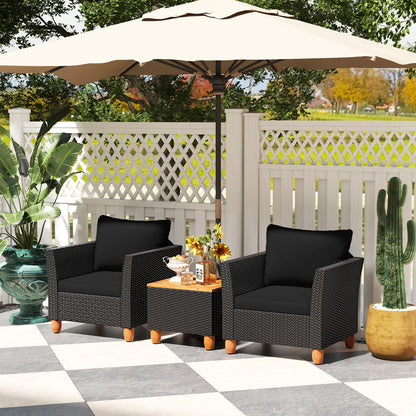 3 Piece Outdoor Patio Rattan Furniture Set, Black Patio Conversation Sets at Gallery Canada