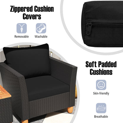3 Piece Outdoor Patio Rattan Furniture Set, Black Patio Conversation Sets at Gallery Canada