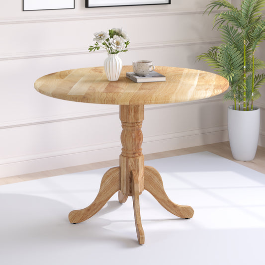 Wooden Dining Table with Round Tabletop and Curved Trestle Legs, Natural Dining Tables Natural at Gallery Canada