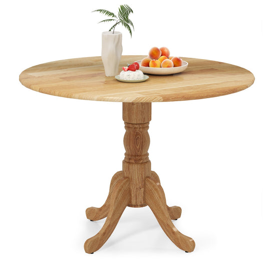 Wooden Dining Table with Round Tabletop and Curved Trestle Legs, Natural Dining Tables Natural at Gallery Canada