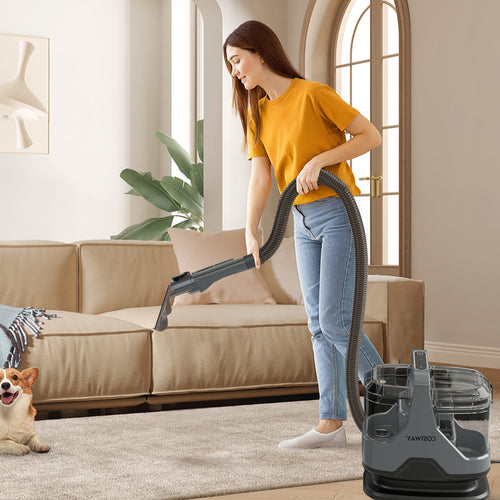 600W Upholstery Cleaner Machine with 15Kpa Powerful Suction and Versatile Attachments, Gray