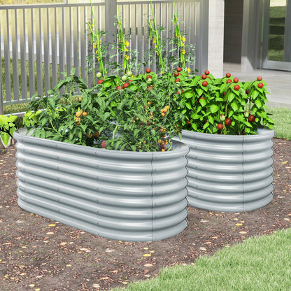 5 x 3 x 2 Feet Metal Oval Raised Garden Bed with Open Bottom Design, Gray Raised Garden Beds at Gallery Canada