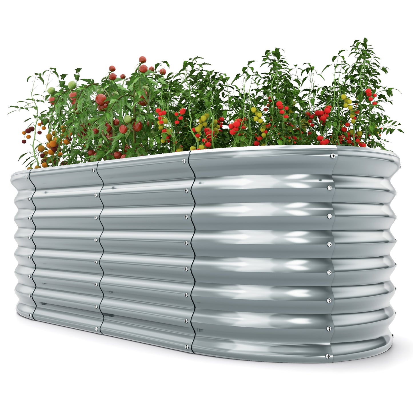 5 x 3 x 2 Feet Metal Oval Raised Garden Bed with Open Bottom Design, Gray Raised Garden Beds at Gallery Canada