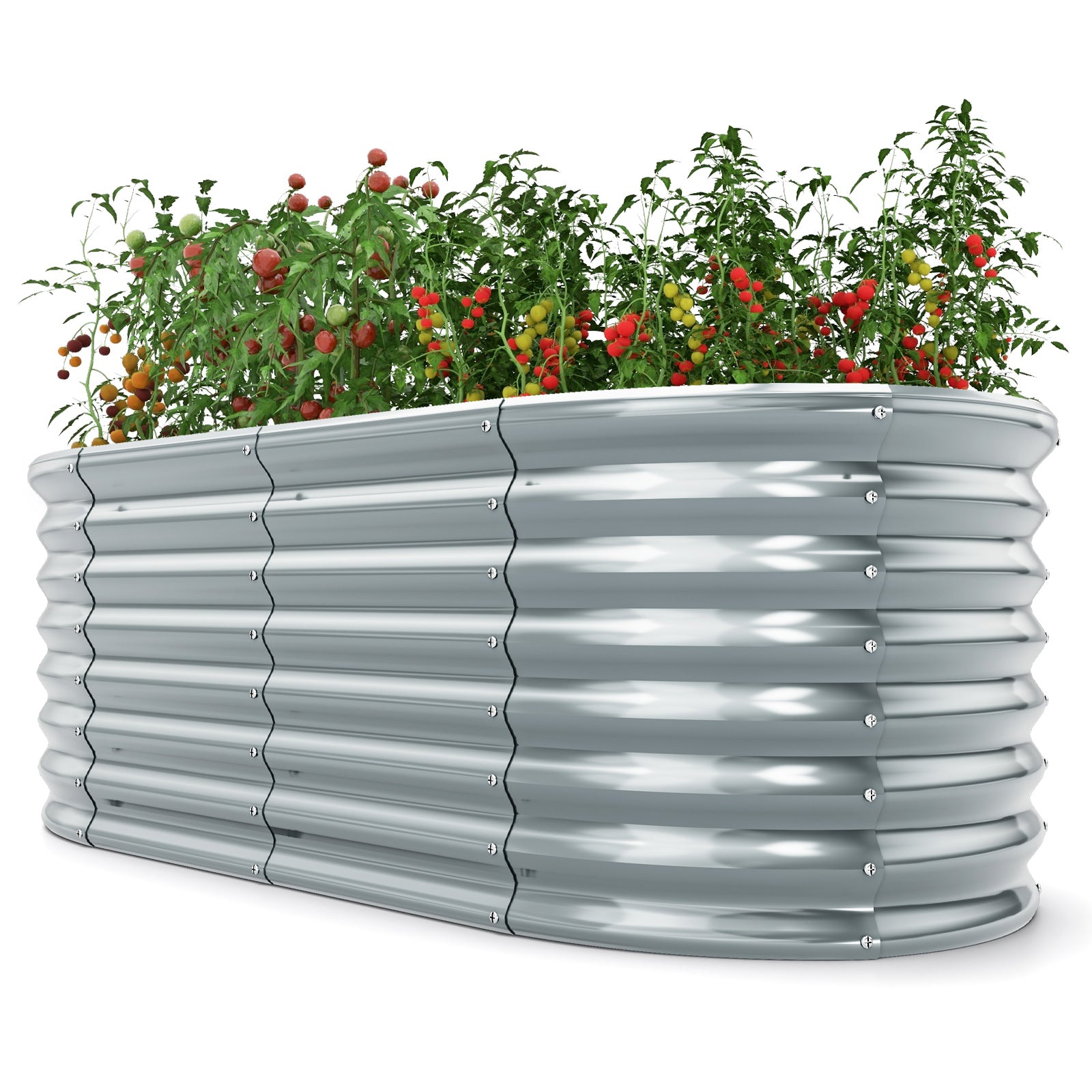 5 x 3 x 2 Feet Metal Oval Raised Garden Bed with Open Bottom Design, Gray Raised Garden Beds at Gallery Canada